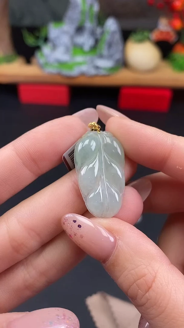 吊坠(不含链)18K金镶嵌翡翠18K金扣镶嵌@@CMT叶子1959-1