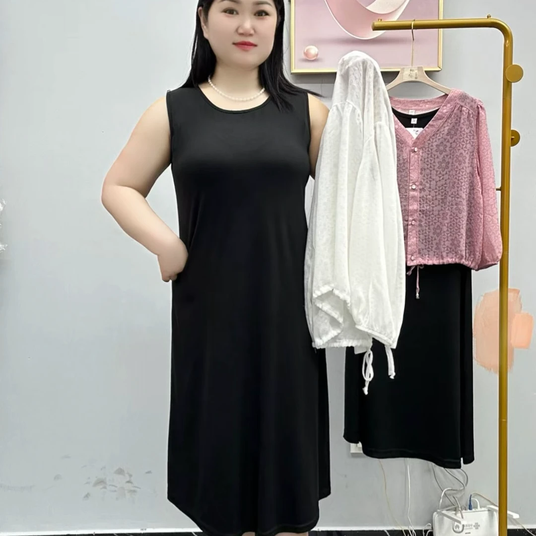 设计感吊带连衣裙长款洋气背心裙无袖连衣裙（裙子）