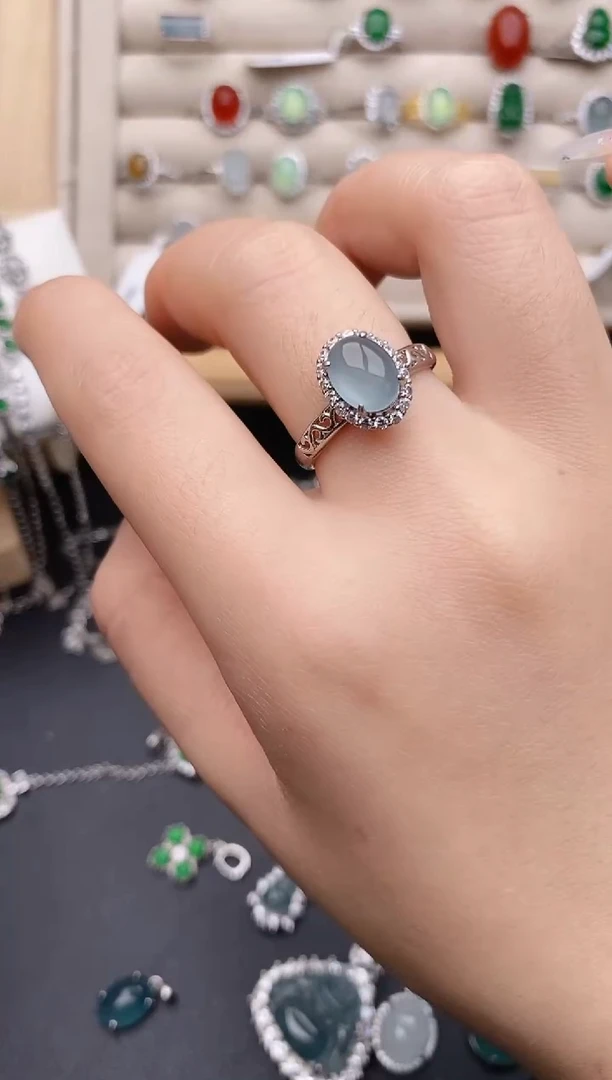 银S925镶嵌戒指翡翠0