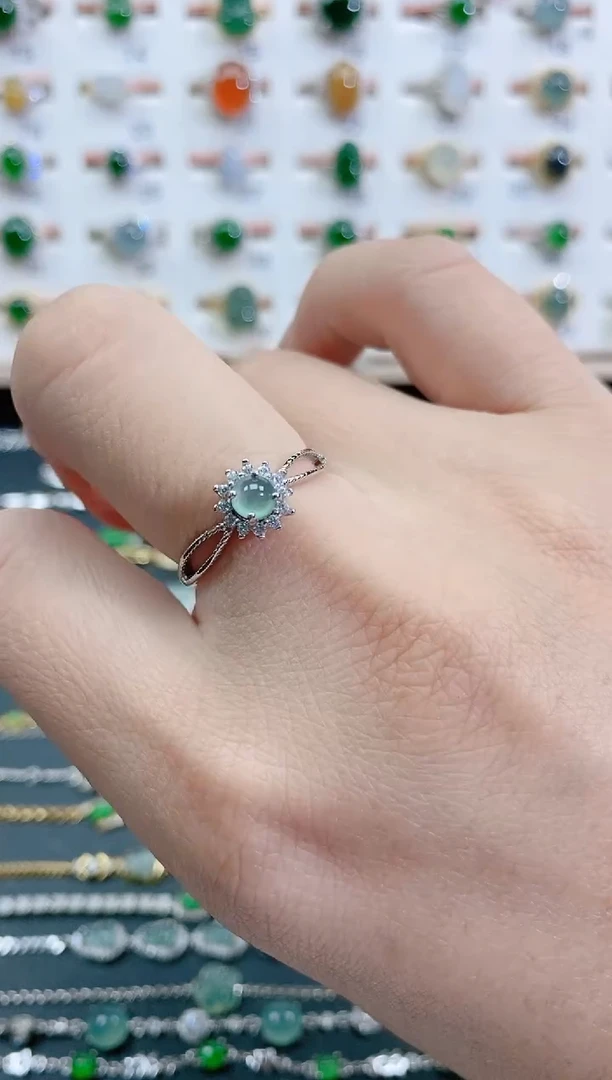 银S925镶嵌戒指翡翠天然翡翠