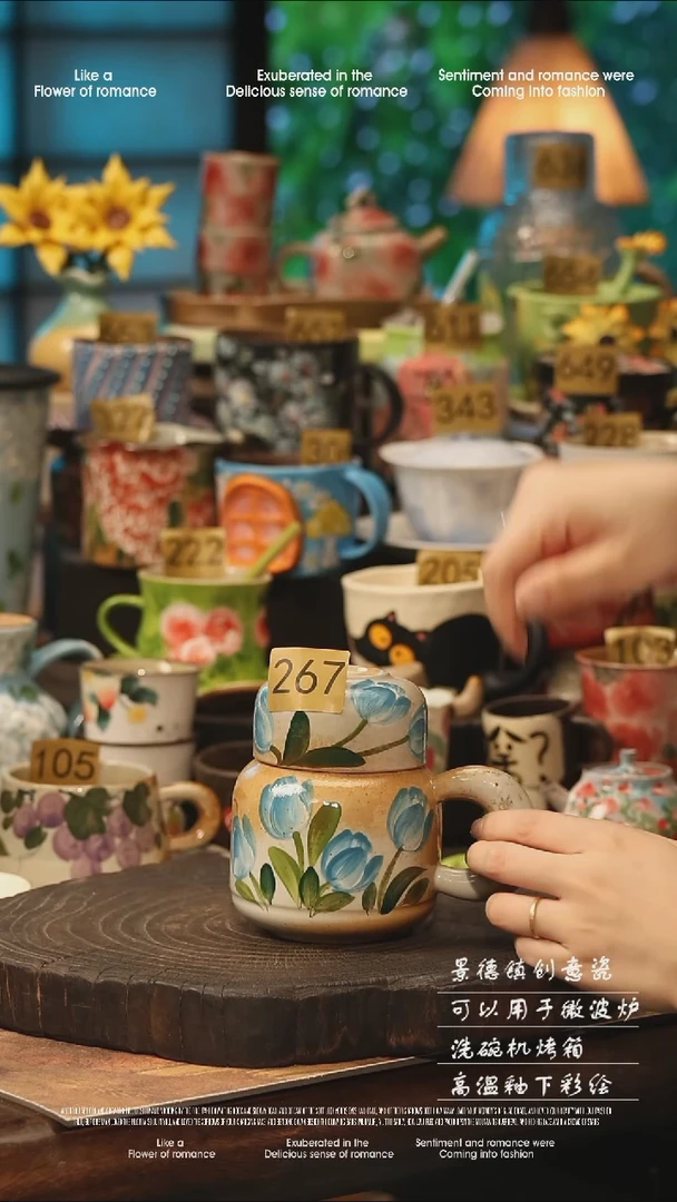 陶瓷267景德镇高温釉下彩手工手绘款式