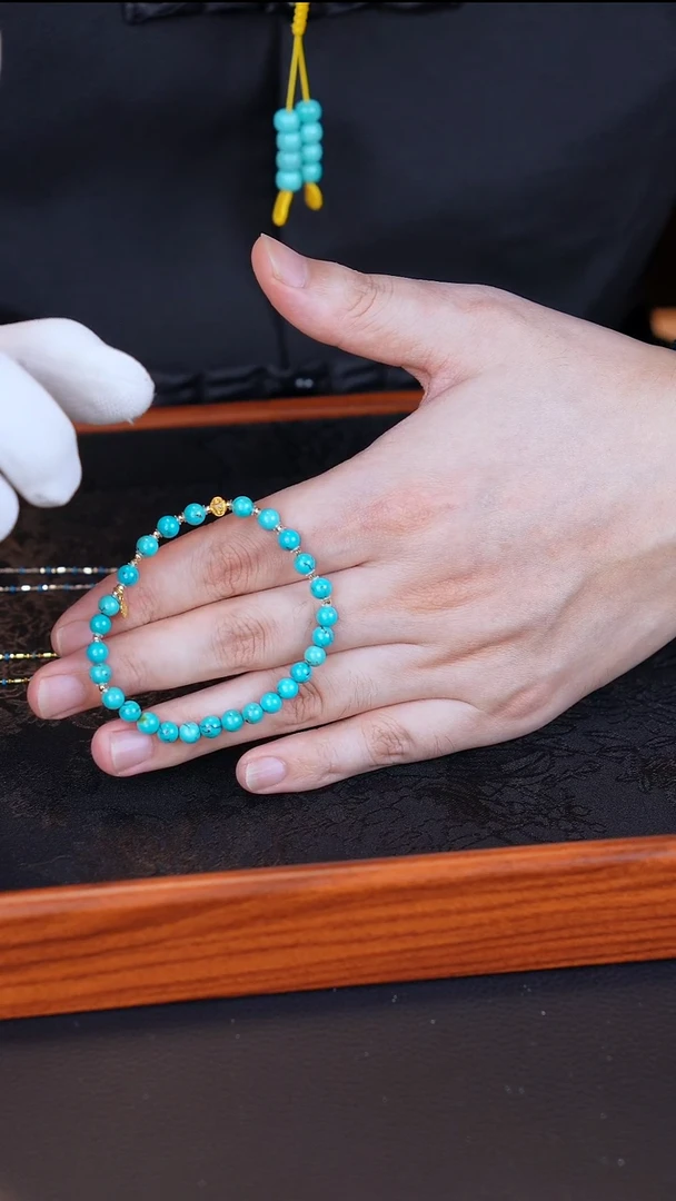 未镶嵌绿松石手链原矿绿松18k3手链