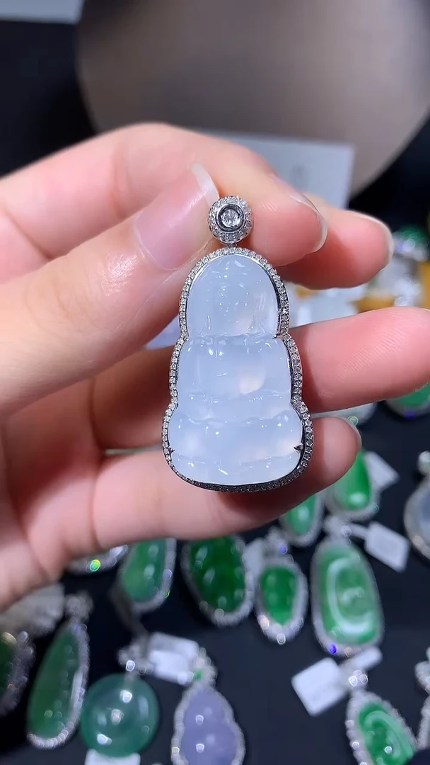 翡翠18K金镶嵌吊坠(不含链)吊坠