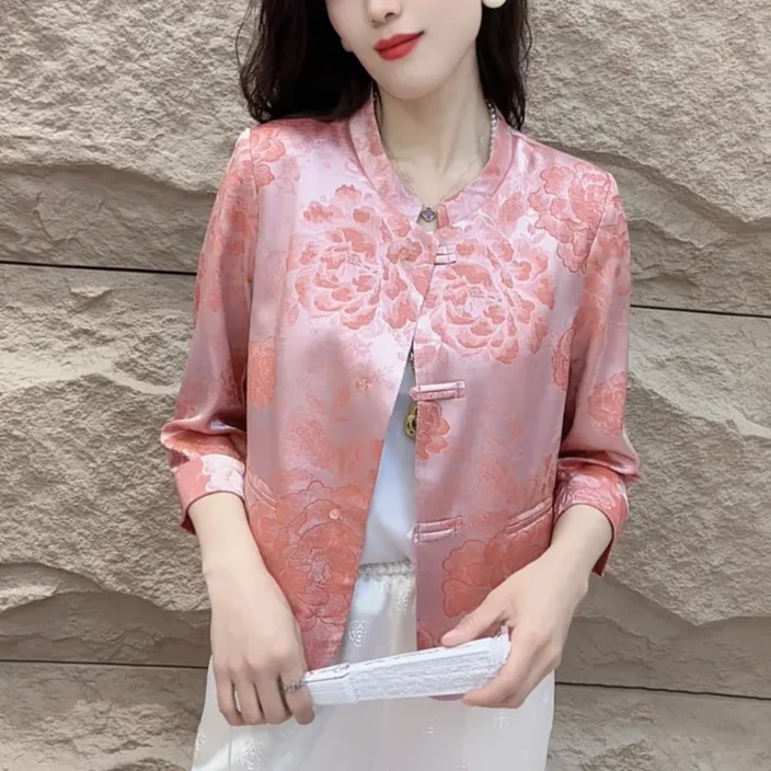 【新中式】2025春夏时尚休闲国潮风九分袖小香风上衣女外套2382