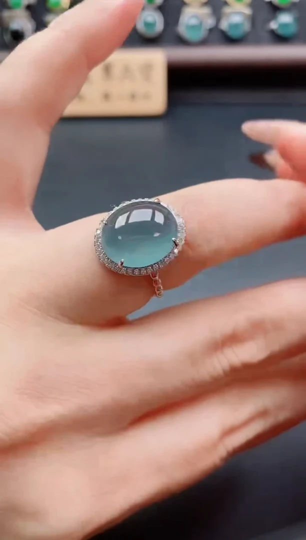 银S925镶嵌戒指翡翠1