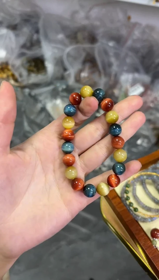 【闪购商品】木变石（虎睛石）手链未镶嵌高品多宝彩虎眼手串[0090]