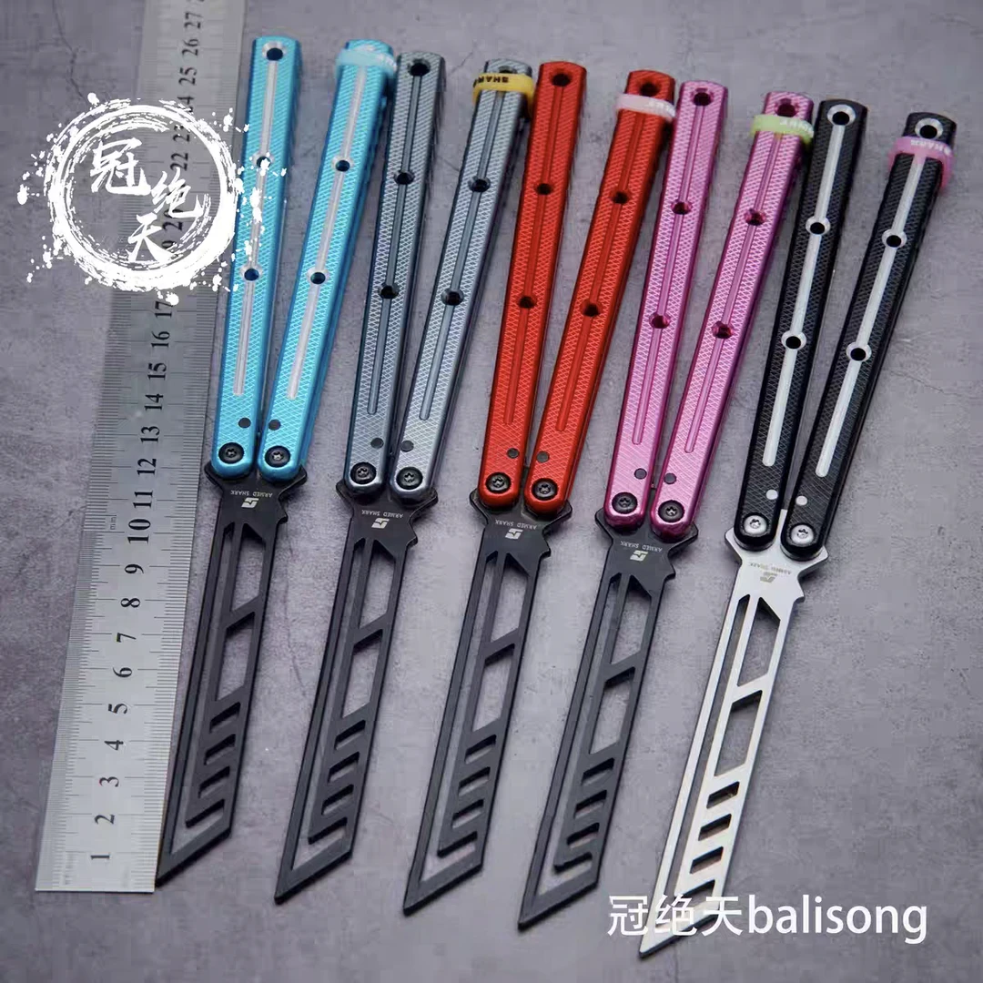 战鲨海妖铝合金蝴蝶刀【冠绝天balisong】折刀甩手刀花式未开刃