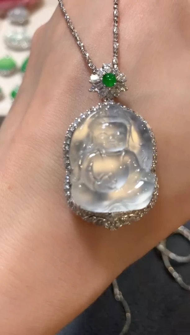 吊坠(不含链)18K金镶嵌翡翠n94