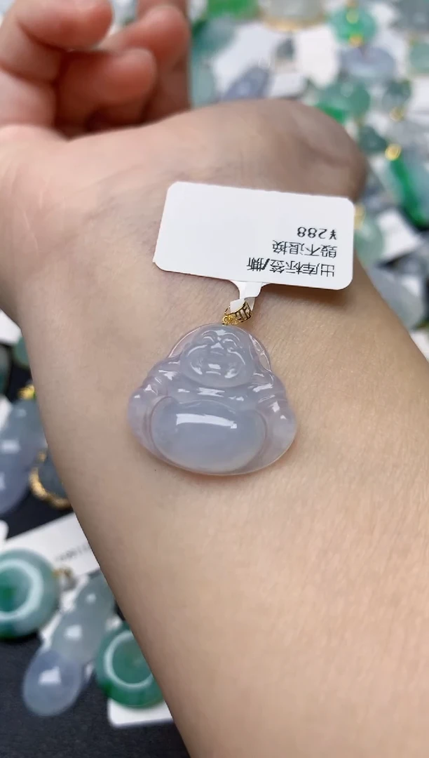 颈饰18K金镶嵌翡翠天然缅甸A货翡翠