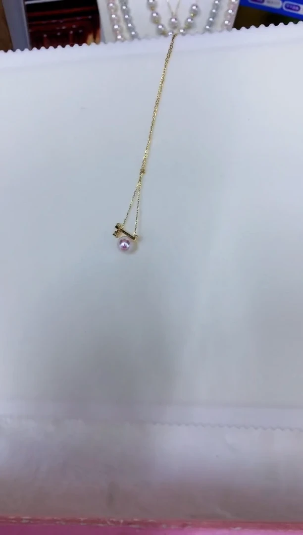 银S925镶嵌海水珍珠饰品金色平衡木套链