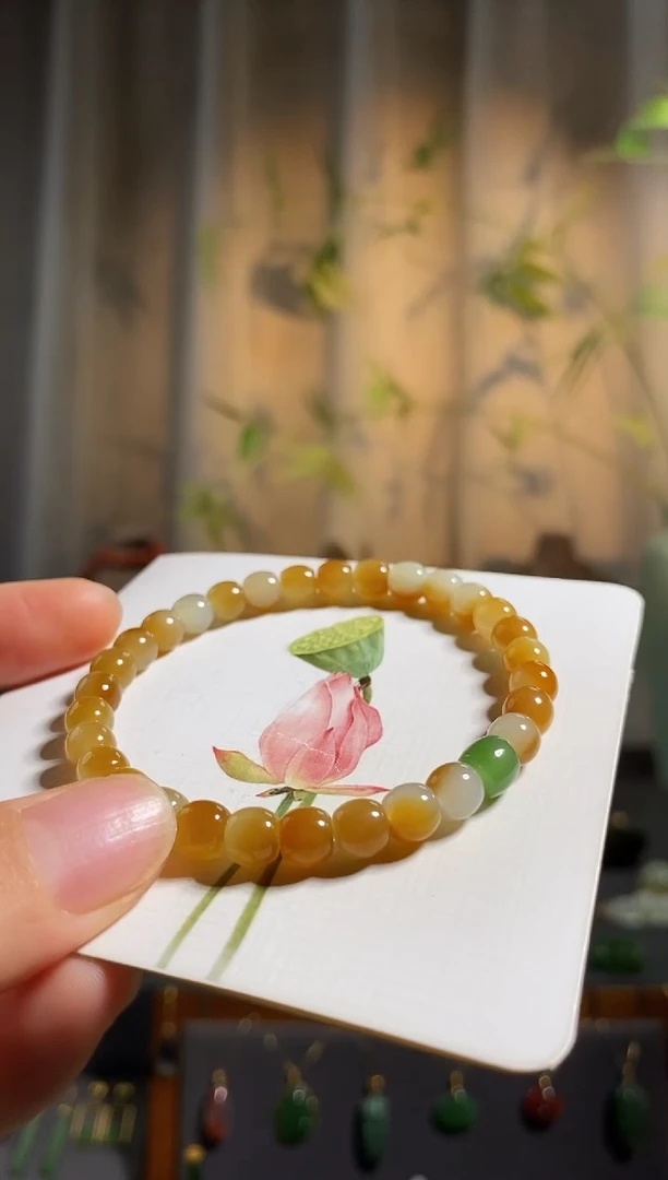 未镶嵌手链和田玉（糖玉）T*T，糖手串