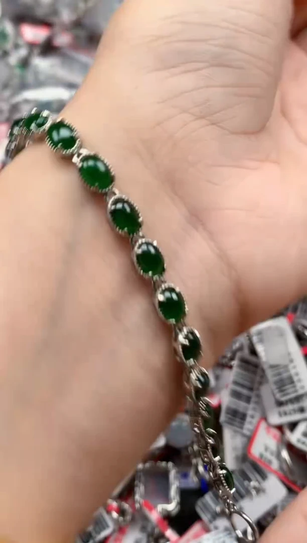 银S925镶嵌戒指翡翠天然A货缅甸翡翠