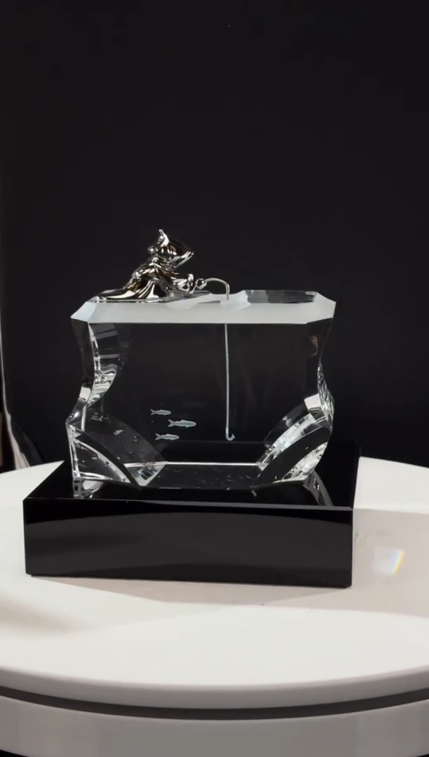 摆件极地生活-钓鱼艺术摆件+160*140黑色底座