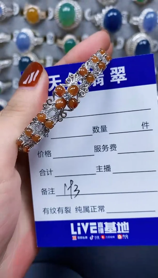 翡翠手镯银S925镶嵌193