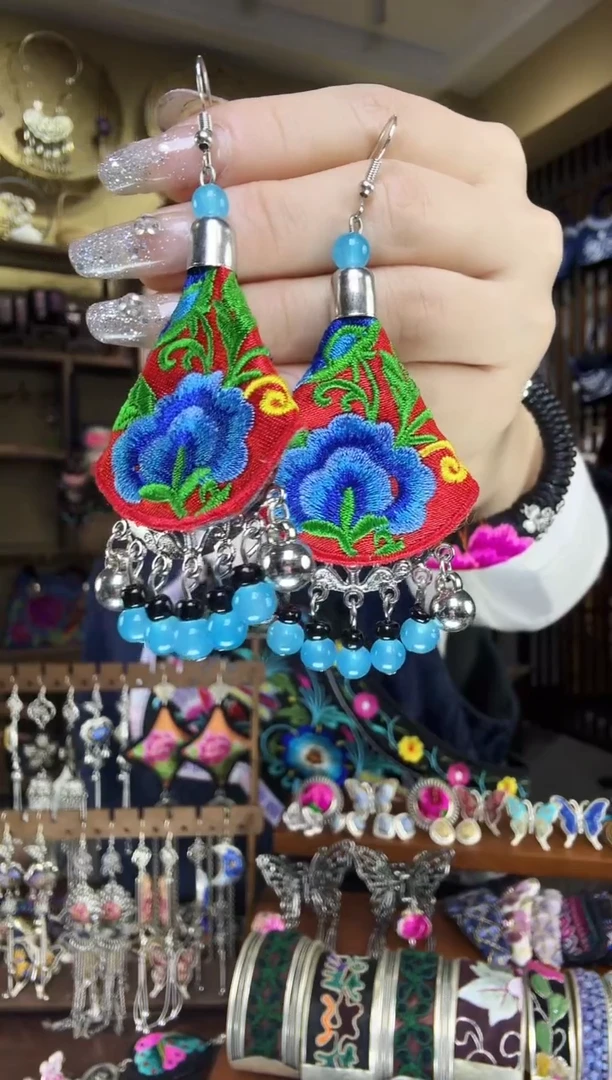 刺绣非遗刺绣民族风耳环
