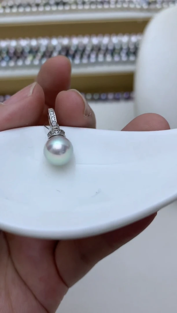 颈饰银S925镶嵌海水珍珠w9