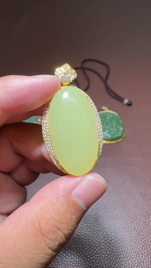 和田玉银S925镶嵌挂件和田玉