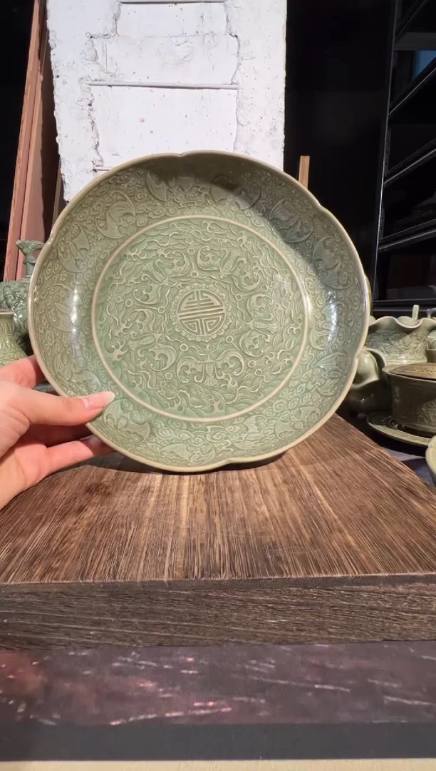 微瑕耀州窑百福盘