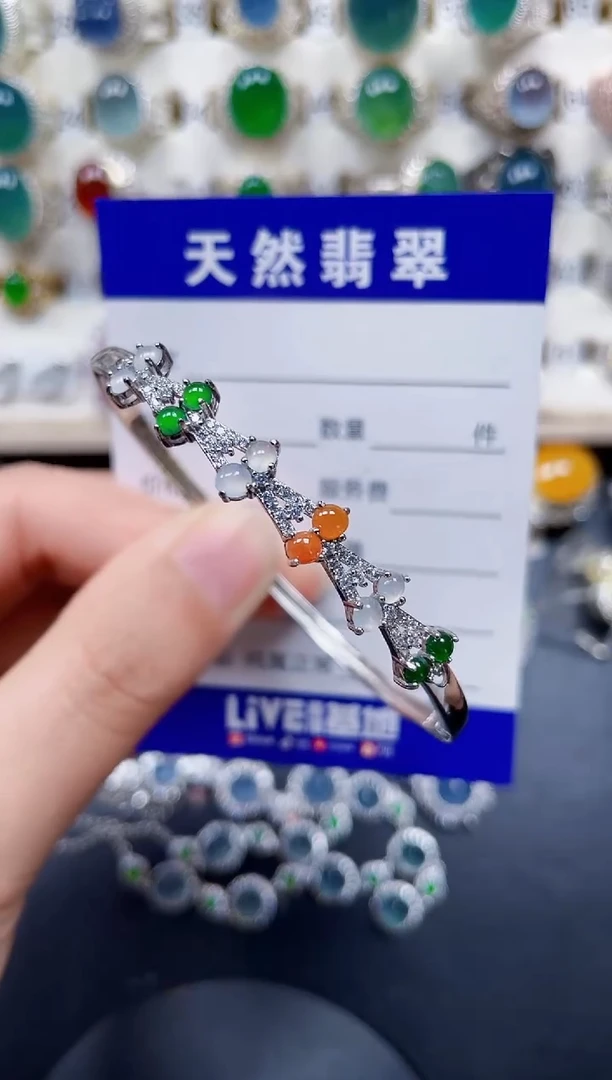 银S925镶嵌手镯翡翠380