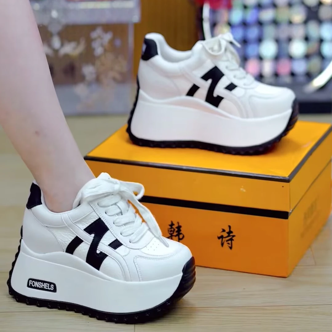 8cm小个子拼色厚底小白鞋2025秋季新款百搭增高显瘦休闲运动鞋