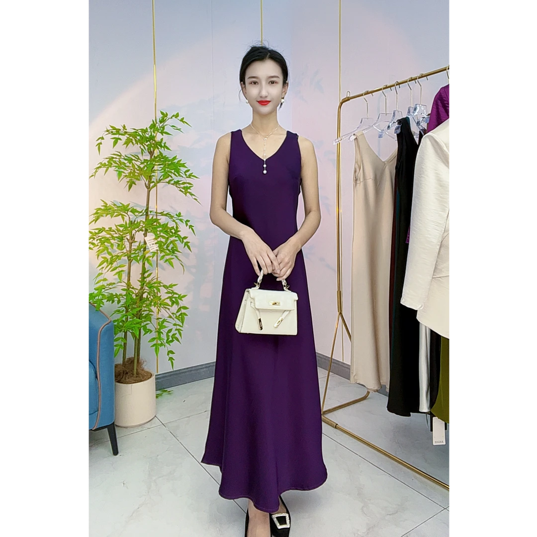 【8812】新款时尚显瘦遮肉百搭宽肩带鱼尾连衣裙