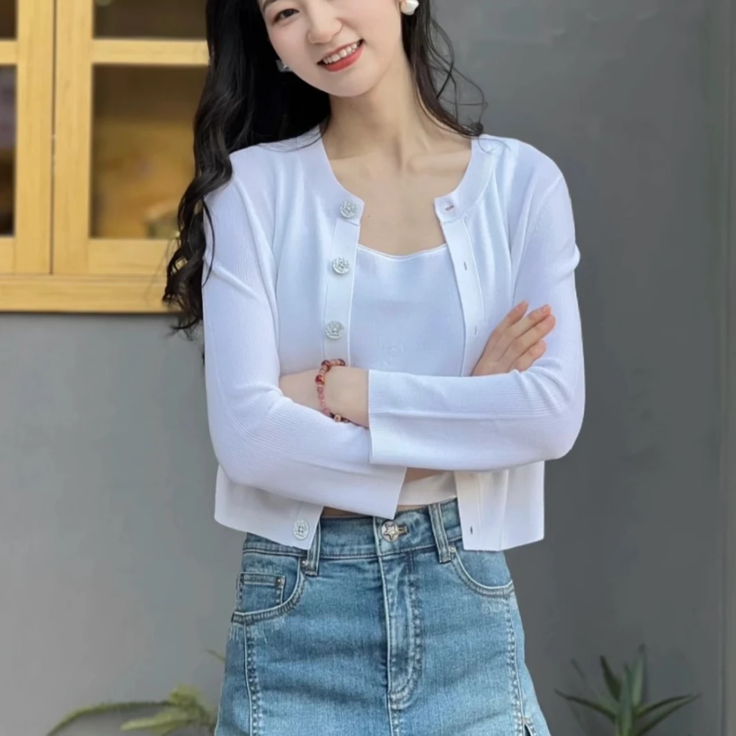 哥家密织冰丝两件套针织