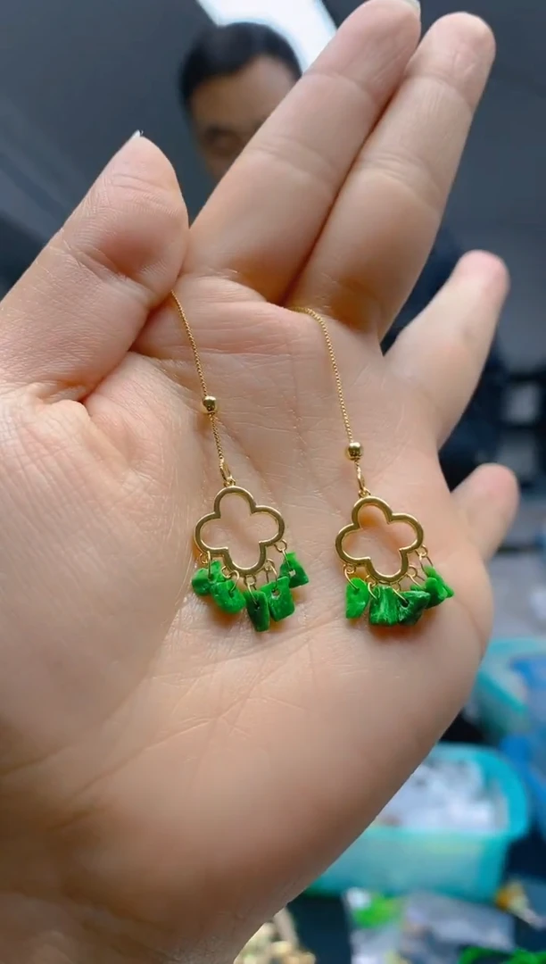 【闪购商品】翡翠耳饰合金0370翡翠耳线