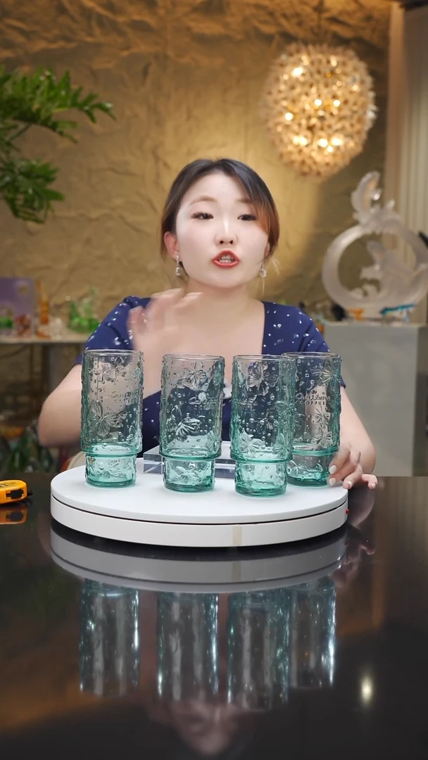 瓷片福利浅蓝水杯一套四只