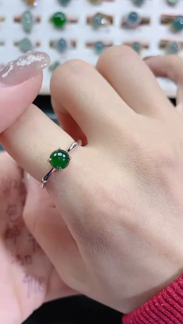 银S925镶嵌戒指翡翠天然翡翠