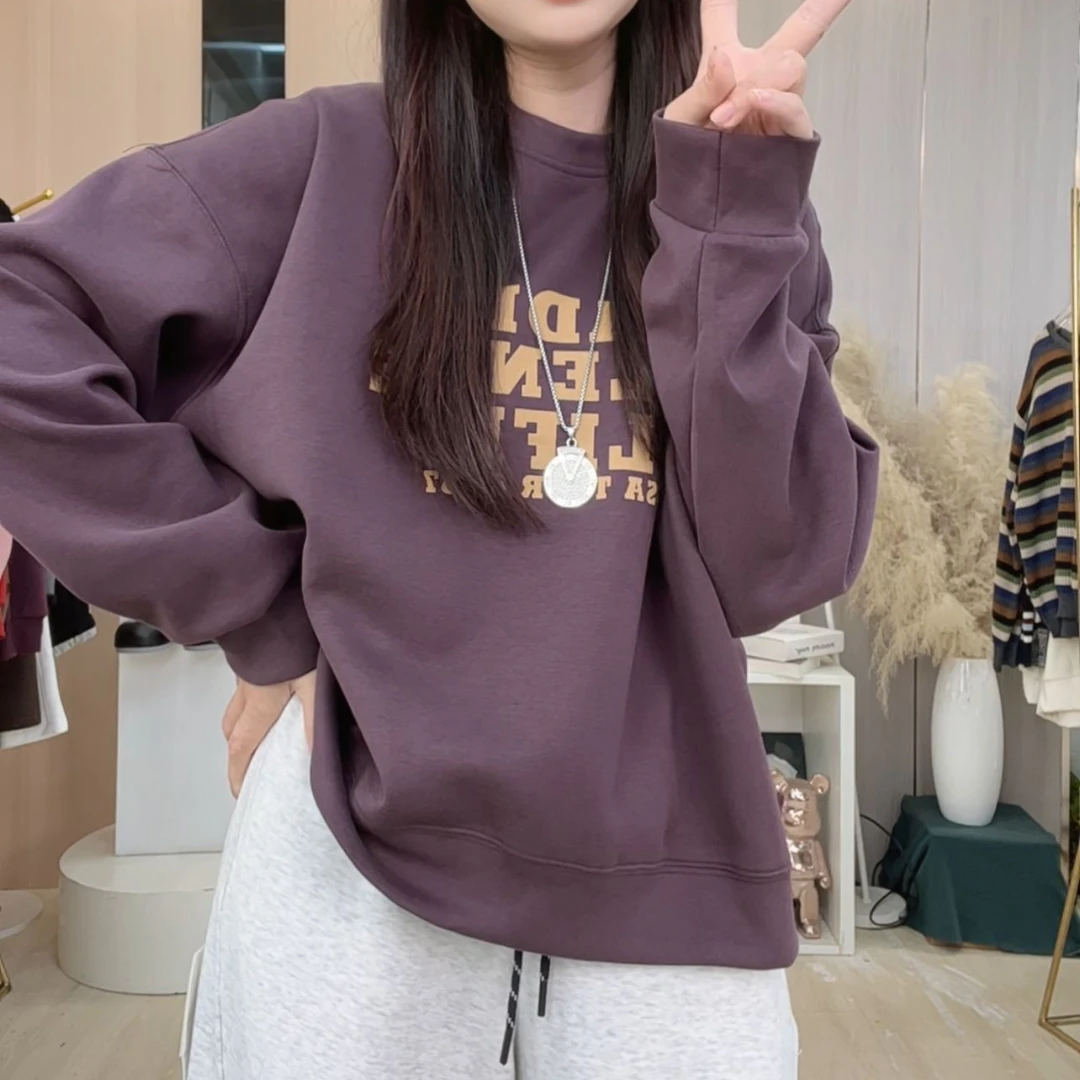 秋季新款韩版休闲宽松字母刺绣长袖卫衣女B168