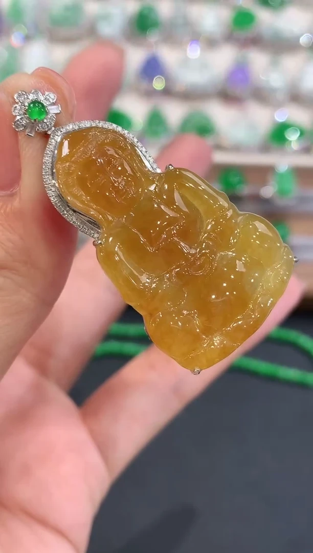 吊坠(不含链)18K金镶嵌翡翠a200