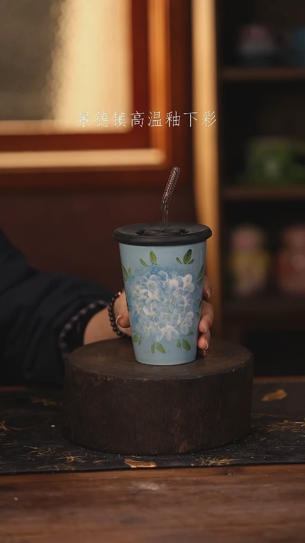 陶瓷景德镇高温釉下手绘陶瓷@L245@