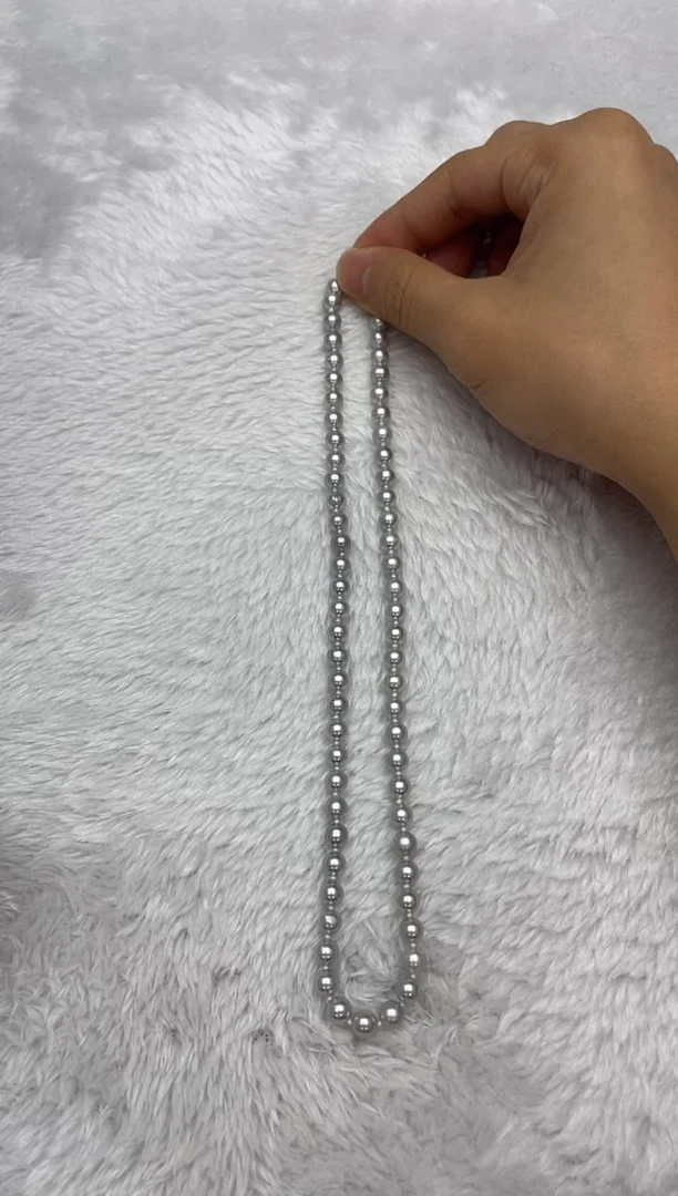 项链银S925镶嵌海水珍珠AK真多麻6-6.5mm