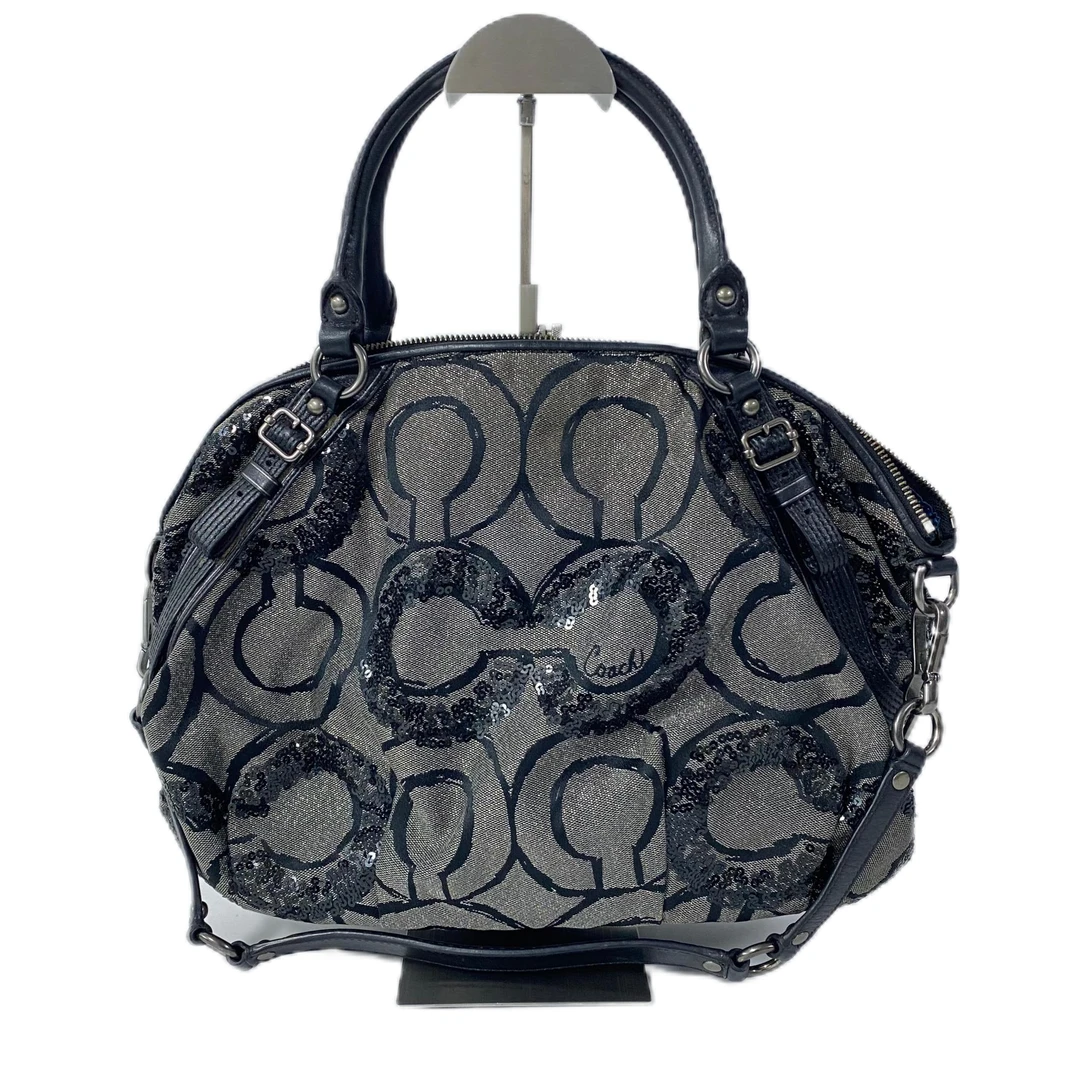 95新 COACH/蔻驰 灰色老花帆布拼皮单肩手提包 SH-3721-A