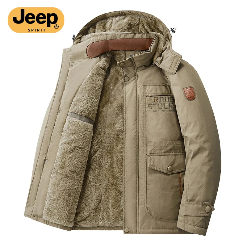 Jeep spirit吉普冬季棉衣加厚加绒保暖男士棉服防风防水外套棉袄