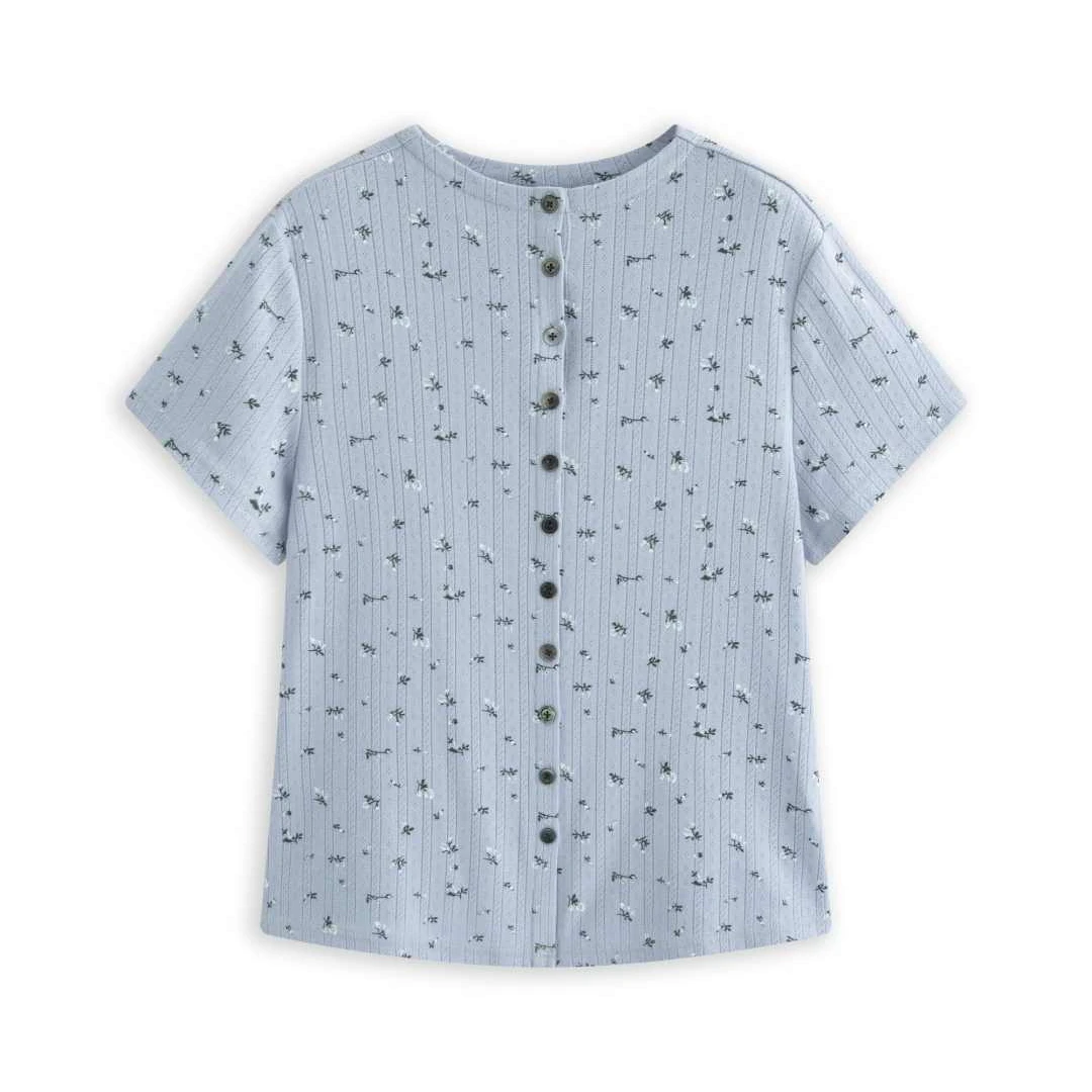 目澈MICHEIL夏季新款【唯一】碎花斜线敞领大码针织衫MDS2SD2161