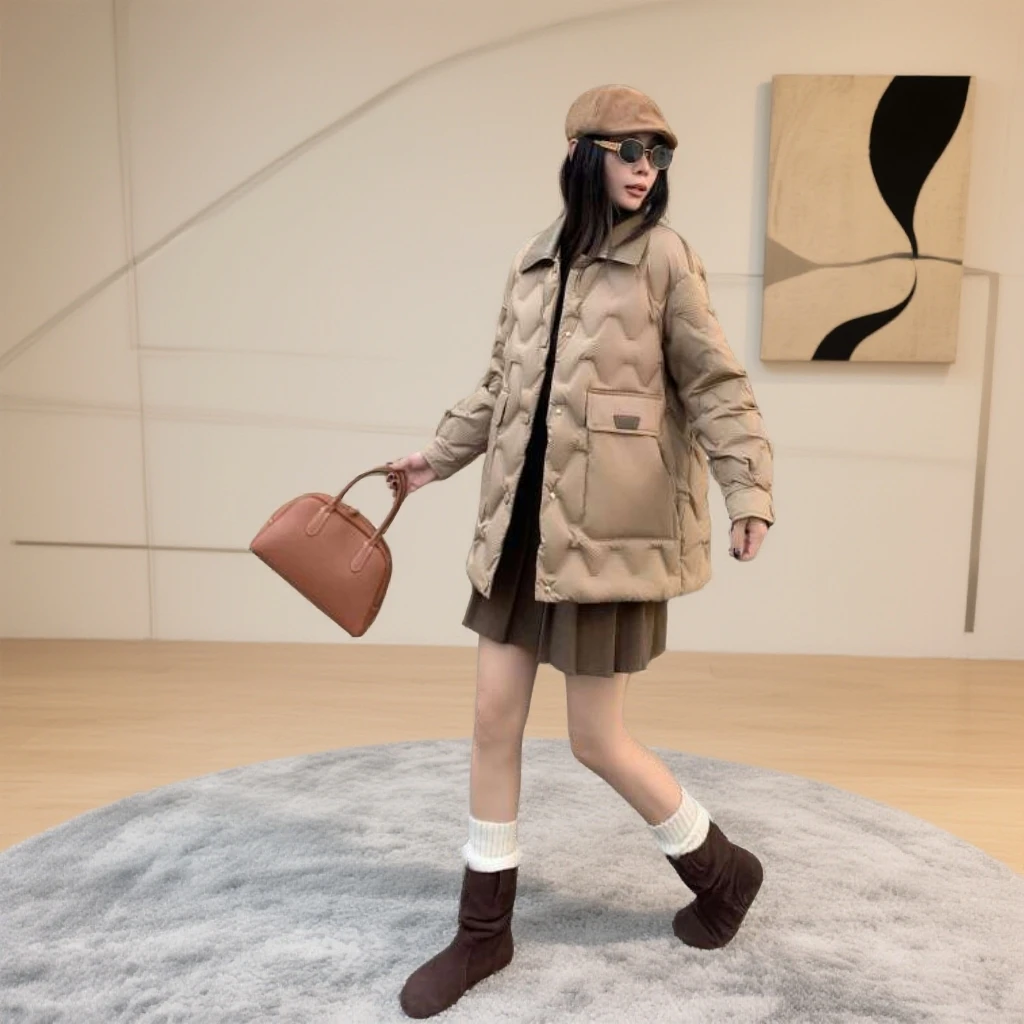 【慈城】FS590时尚新款短款白鸭绒羽绒服