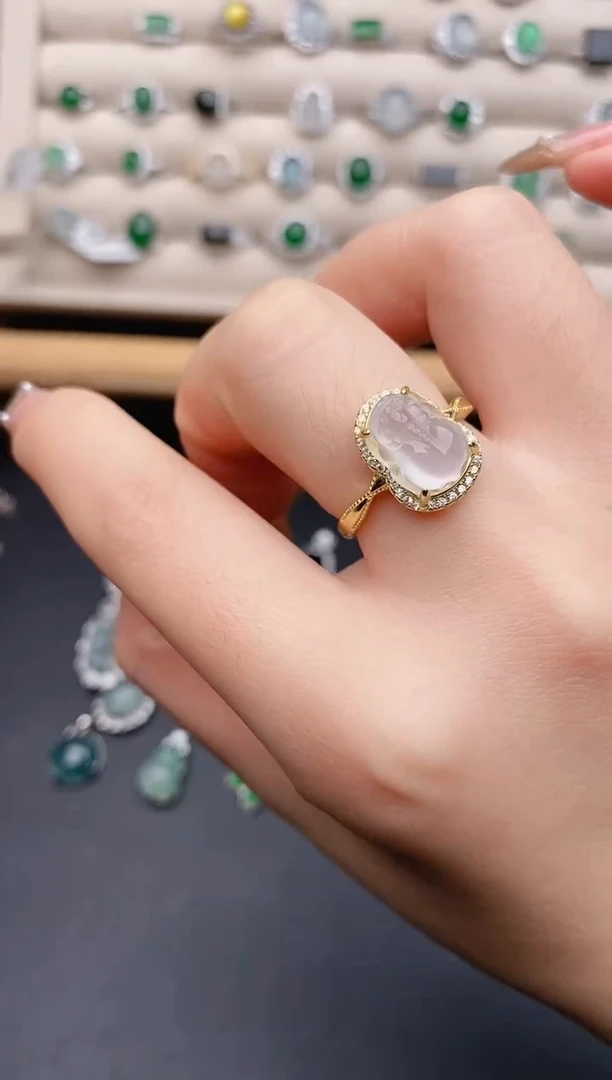 银S925镶嵌戒指翡翠0