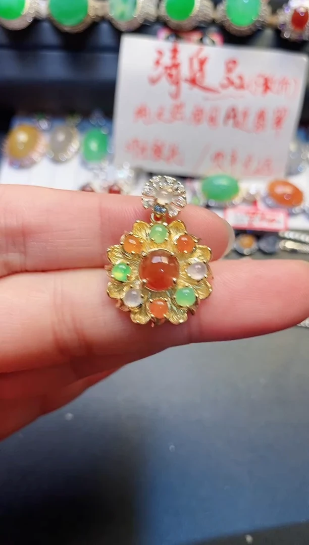 银S925镶嵌戒指翡翠天然