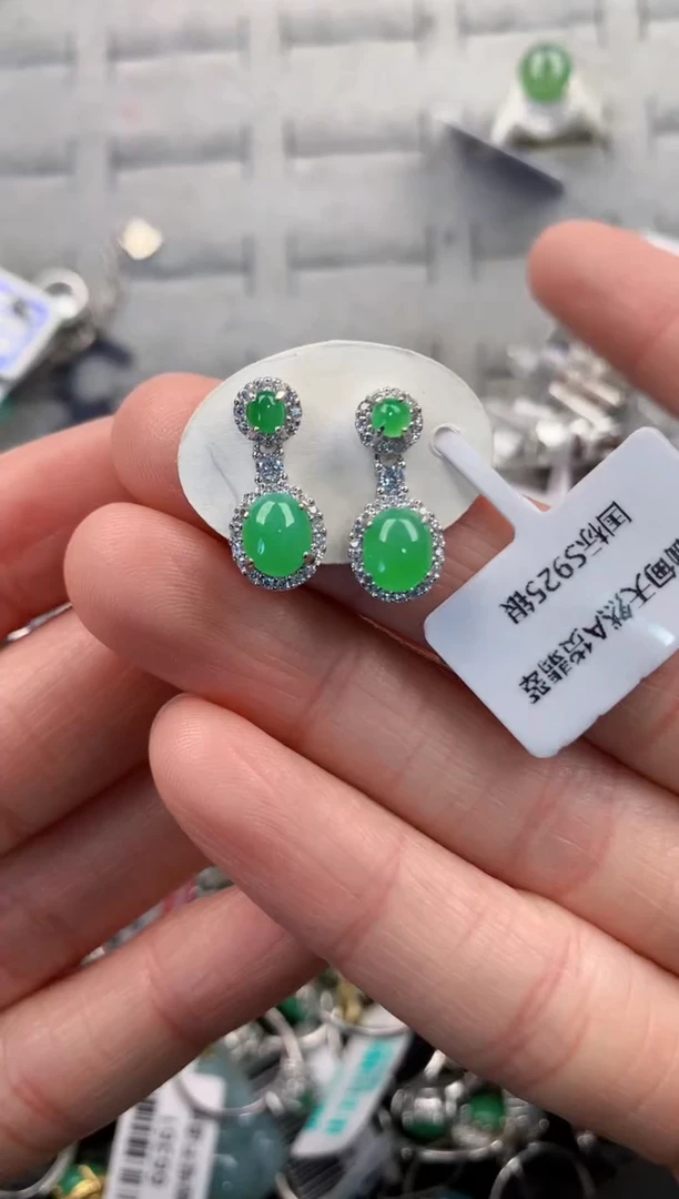 银S925镶嵌戒指翡翠5                            7