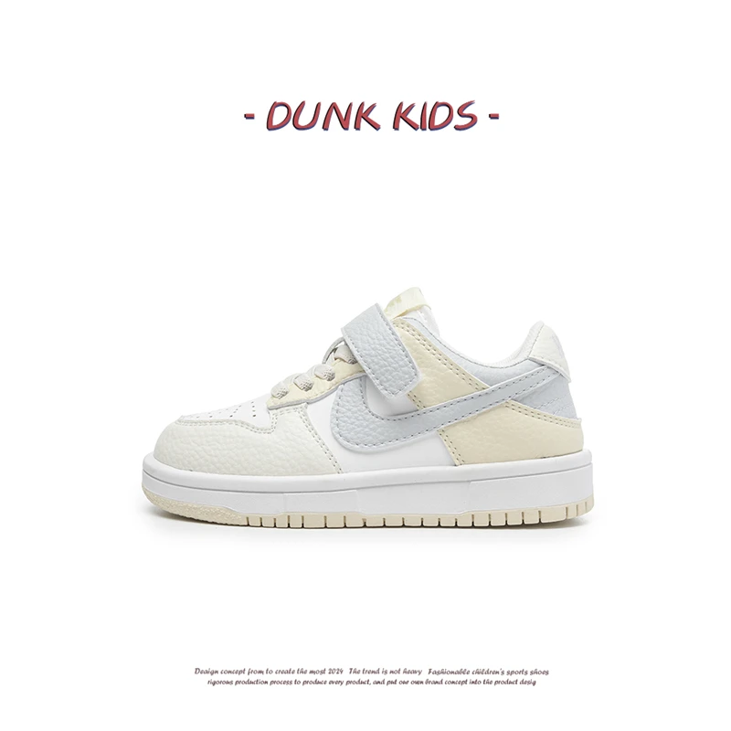 官网DUNK儿童aj鞋2025夏季新款真皮男童小白鞋子透气宝宝女童板鞋