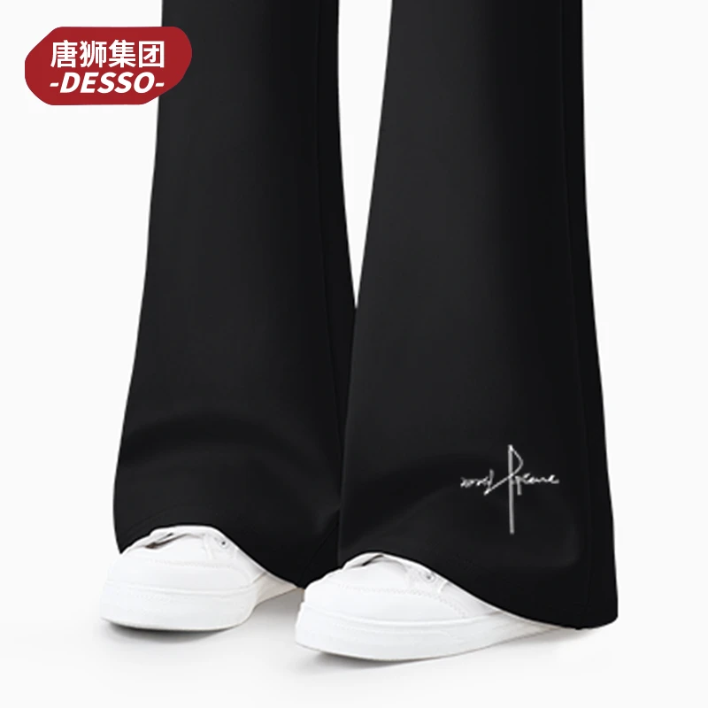 唐狮集团desso黑色休闲卫裤喇叭裤女秋2025新款美式微喇运动裤子