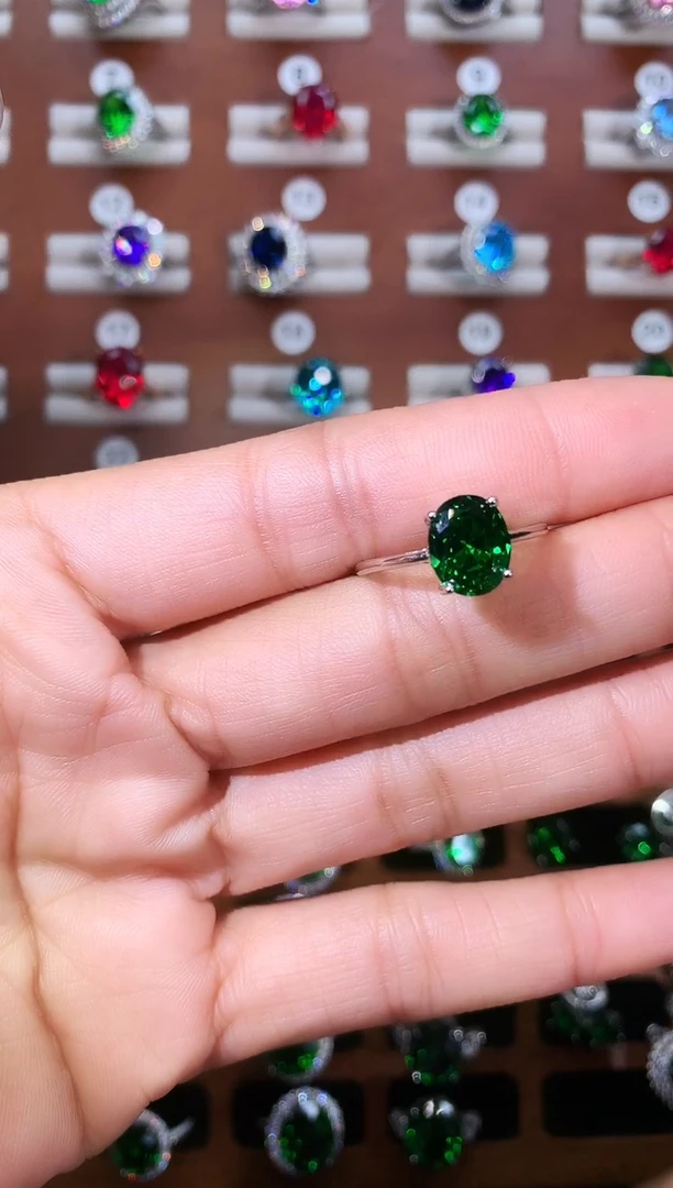 银S925镶嵌戒指碧玺810白