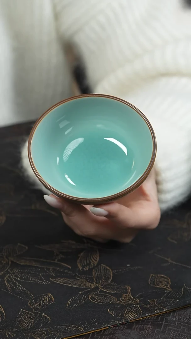 瓷黄灿 朴玉 釉滴茶碗