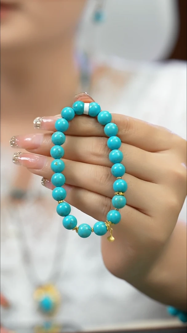 18K金镶嵌绿松石手串精品