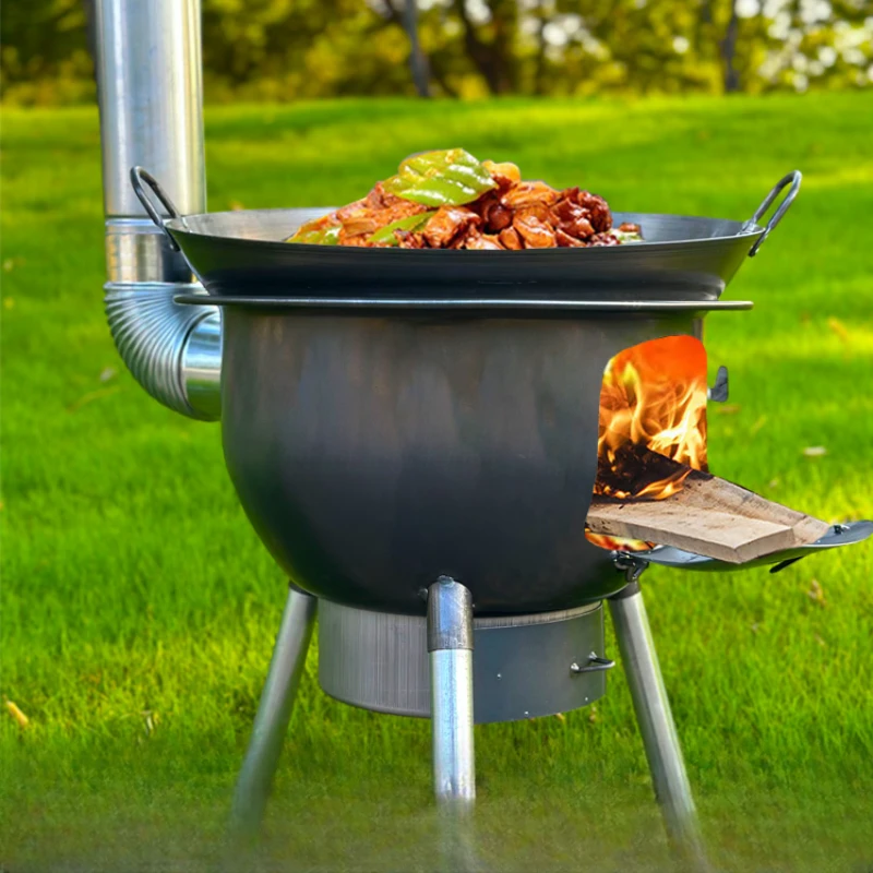 新款一体柴火灶农村家用烧木柴户外便携柴火炉多功能无烟大锅台