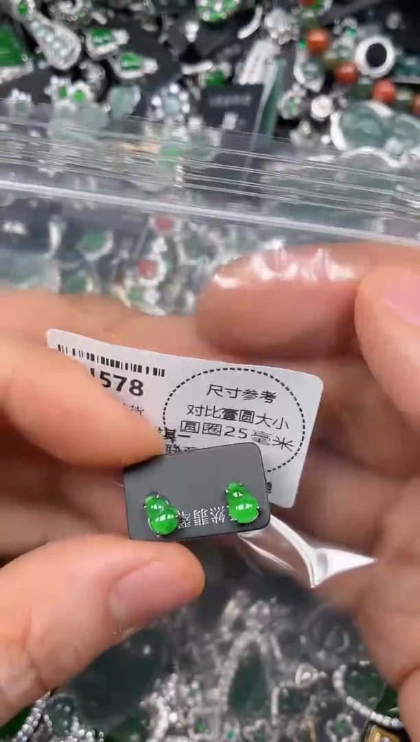 颈饰未镶嵌翡翠H578耳钉