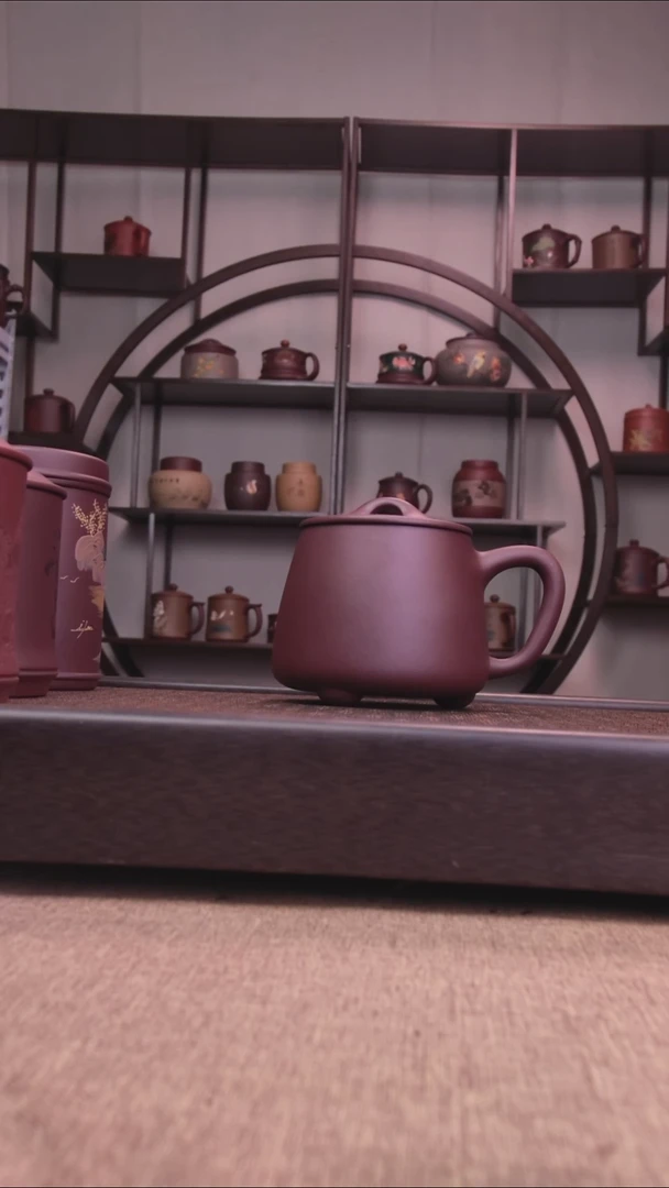 茶杯紫砂底槽清石瓢光素500CC容量