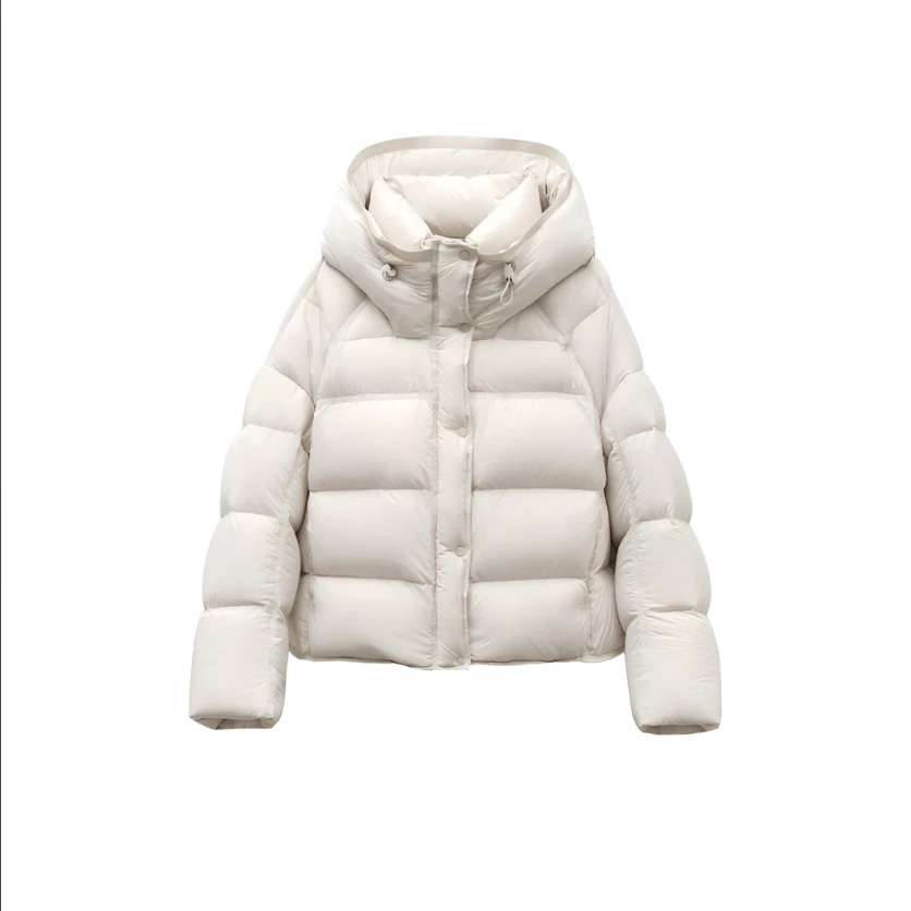 【90白鹅绒】puff云感泡芙款零压感短款连帽羽绒服时尚休闲厚款外套