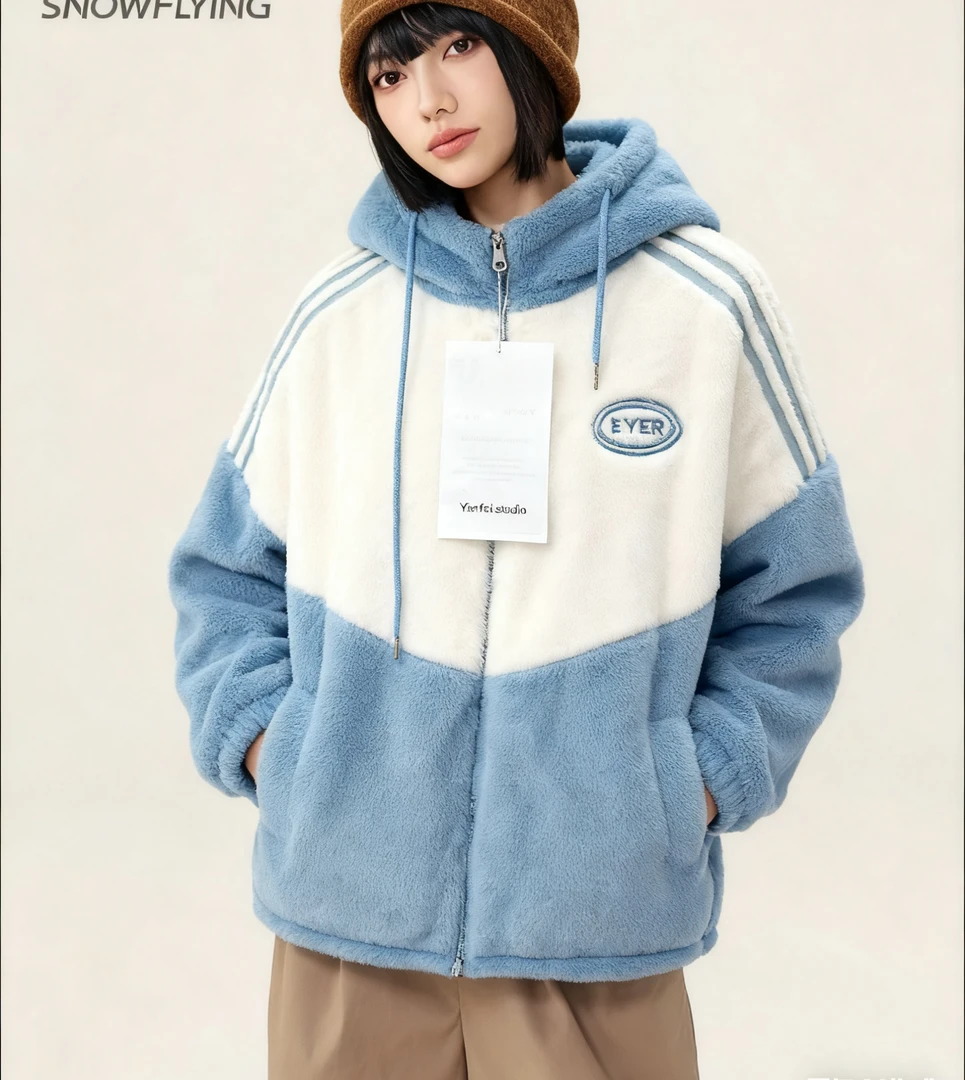 907#女士珊瑚绒外套加绒加厚保暖外穿